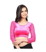 Pink Velvet  Non-Padded Designer Ready Made Saree Blouse