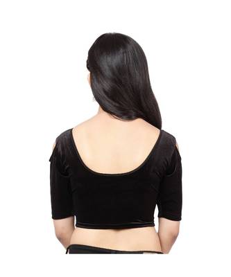 Black Velvet  Non-Padded Designer Ready Made Saree Blouse 4