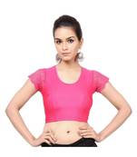 Pink Nylon Non-Padded Designer Ready Made Saree Blouse