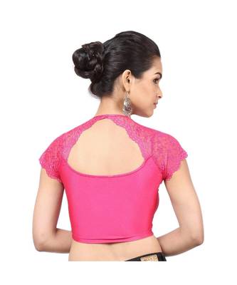 Pink Nylon Non-Padded Designer Ready Made Saree Blouse 4