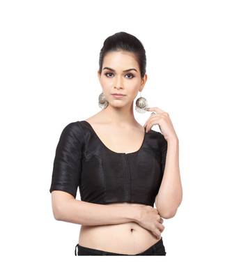 Black Mulberry Padded Designer Ready Made Saree Blouse 1