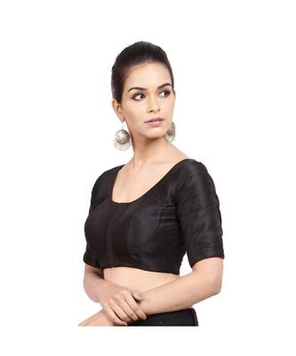 Black Mulberry Padded Designer Ready Made Saree Blouse 2