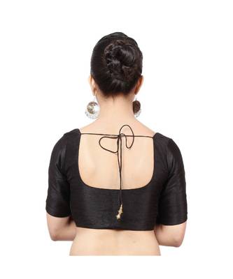 Black Mulberry Padded Designer Ready Made Saree Blouse 4