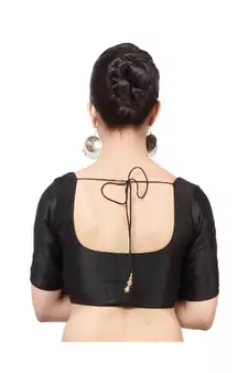 Black Mulberry Padded Designer Ready Made Saree Blouse