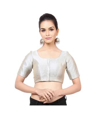 Grey Mulberry Padded Designer Ready Made Saree Blouse 1