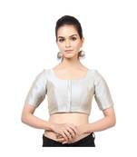 Grey Mulberry Padded Designer Ready Made Saree Blouse