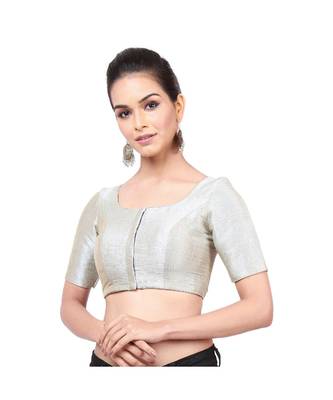 Grey Mulberry Padded Designer Ready Made Saree Blouse 2