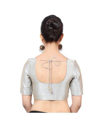 Grey Mulberry Padded Designer Ready Made Saree Blouse 4