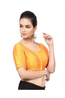 Mustard Mulberry Padded Designer Ready Made Saree Blouse