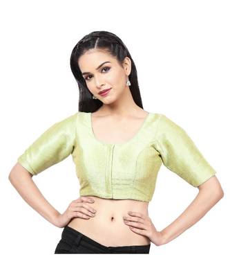 Pista Green Mulberry Padded Designer Ready Made Saree Blouse 1