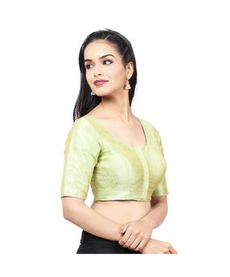 Pista Green Mulberry Padded Designer Ready Made Saree Blouse 3