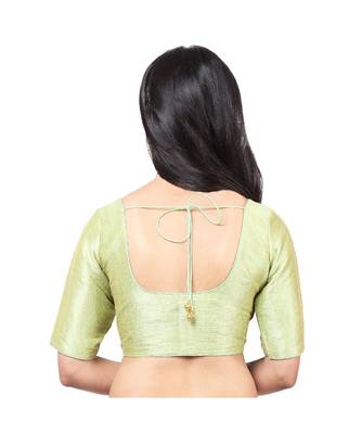 Pista Green Mulberry Padded Designer Ready Made Saree Blouse 4