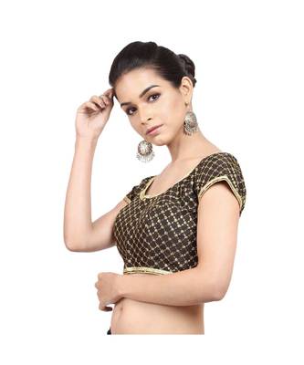 Black Dupion Silk Padded Designer Ready Made Saree Blouse 2