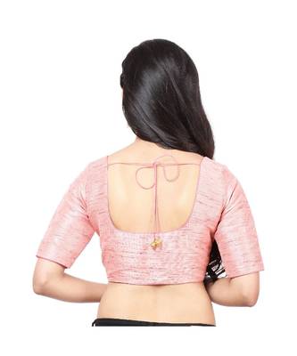 Light Pink Mulberry Padded Designer Ready Made Saree Blouse 4
