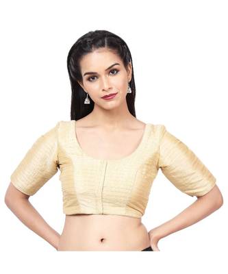 Golden Tafeta Padded Designer Ready Made Saree Blouse 1
