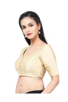 Golden Tafeta Padded Designer Ready Made Saree Blouse