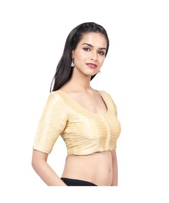 Golden Tafeta Padded Designer Ready Made Saree Blouse 3