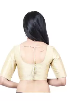 Golden Tafeta Padded Designer Ready Made Saree Blouse
