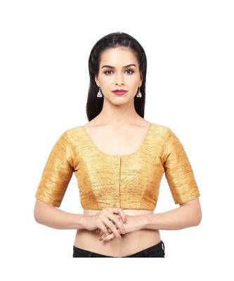Dark-Golden Mulberry  Padded Designer Ready Made Saree Blouse 1