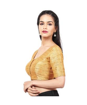 Dark-Golden Mulberry  Padded Designer Ready Made Saree Blouse 2