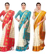 multicolor woven art silk saree with blouse ( set 3)
