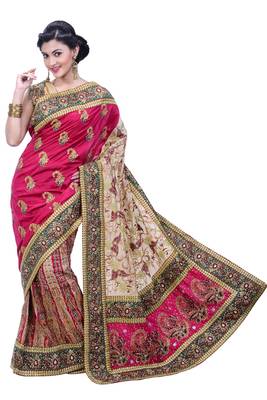 Pink Embroidered Art Silk Saree With Blouse 1