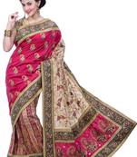 Pink Embroidered Art Silk Saree With Blouse