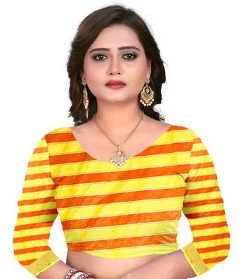 red woven polyester saree with blouse 4