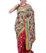 Multicolor Embroidered Silk Blend Saree With Blouse