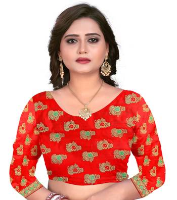blue woven polyester saree with blouse 4