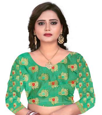 orange woven polyester saree with blouse 3