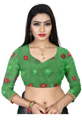 yellow woven silk blend saree with blouse 4