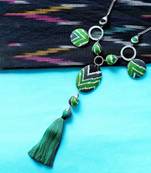 Green Coloured Ikkat Pride Long Necklace