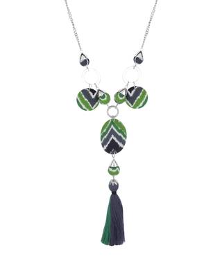Green Coloured Ikkat Pride Long Necklace 2