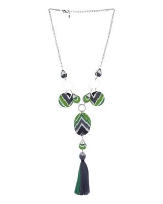 Green Coloured Ikkat Pride Long Necklace 3