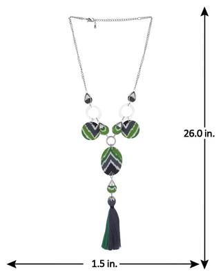Green Coloured Ikkat Pride Long Necklace 4