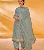 Grey jacquard faux silk salwar