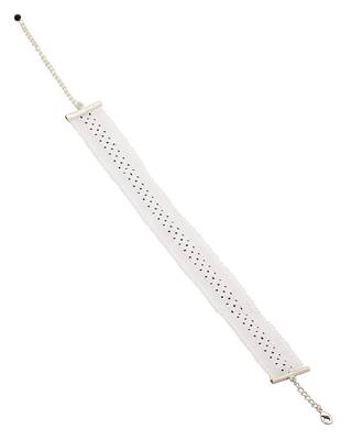 White Fabric Choker Necklace With Polka Design 2