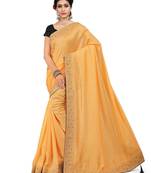 Orange plain art silk saree with blouse