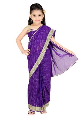 Girls Ready To Wear Stitched  Designer Saree With Stitched Blouse 2
