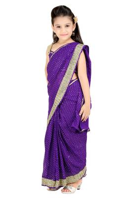 Girls Ready To Wear Stitched  Designer Saree With Stitched Blouse 3