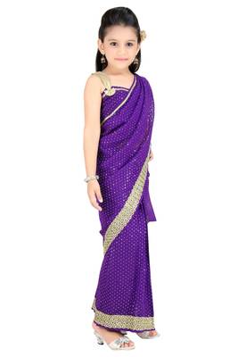Girls Ready To Wear Stitched  Designer Saree With Stitched Blouse 4