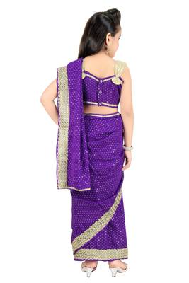 Girls Ready To Wear Stitched  Designer Saree With Stitched Blouse 5