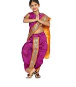 Girls Stitched Traditional Nauwar (9 Yard) Saree With Stitched Blouse