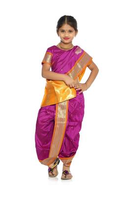 Girls Stitched Traditional Nauwar (9 Yard) Saree With Stitched Blouse 3