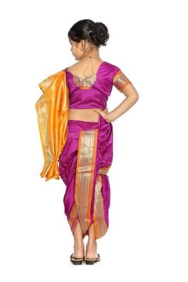 Girls Stitched Traditional Nauwar (9 Yard) Saree With Stitched Blouse 4