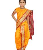 Girls Stitched Traditional Nauwar (9 Yard) Saree With Stitched Blouse