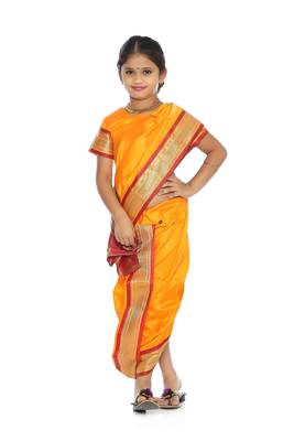 Girls Stitched Traditional Nauwar (9 Yard) Saree With Stitched Blouse 2