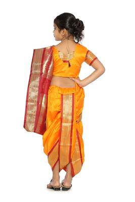 Girls Stitched Traditional Nauwar (9 Yard) Saree With Stitched Blouse 4