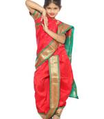 Girls Stitched Traditional Nauwar (9 Yard) Saree With Stitched Blouse